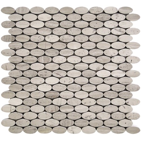 Apollo Tile Ashen Grey Oval 4.51 sq.ft 11.2"x11.6" Marble Mosaic Tile APLSV99OV1EC42